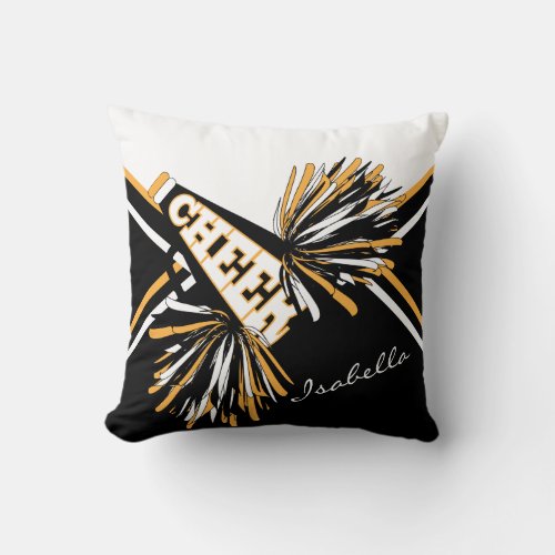 Cheerleader Outfit  in Black White  Gold Throw Pillow