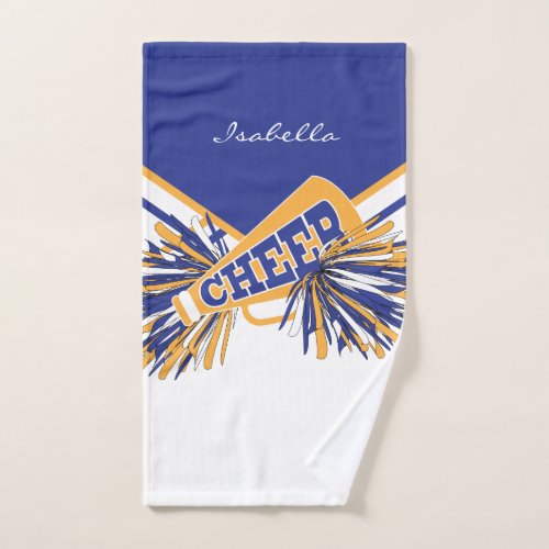 Cheerleader Outfit in Blue Gold and White Hand Towel