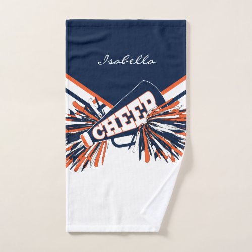 Cheerleader Outfit in Blue Orange and White Hand Towel