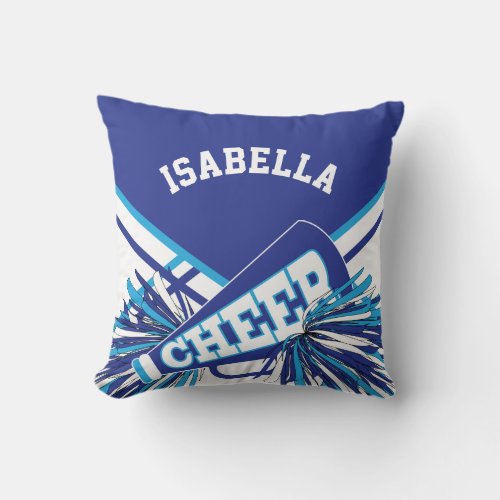 Cheerleader  Outfit in Blue White and Baby Blue Throw Pillow