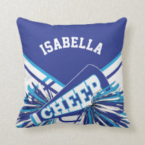 Cheerleader 📣 Outfit in Blue, White and Baby Blue Throw Pillow