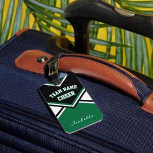 Cheerleader Outfit in Dark Green, Black and White Luggage Tag