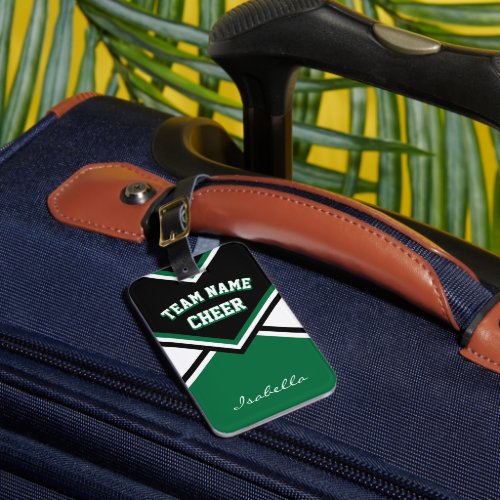 Cheerleader Outfit in Dark Green Black and White Luggage Tag