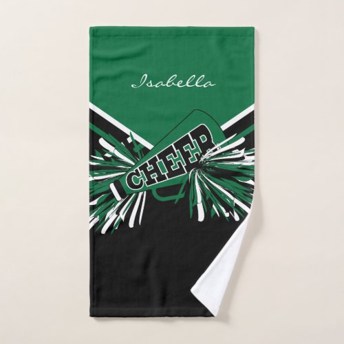 Cheerleader Outfit in Dark Green Black  White Hand Towel