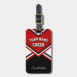 Cheerleader Outfit in Dark Red, Black and White Luggage Tag
