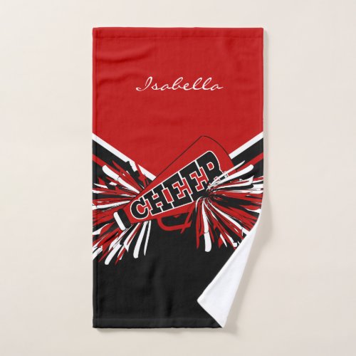 Cheerleader Outfit in Dark Red Black  White Hand Towel