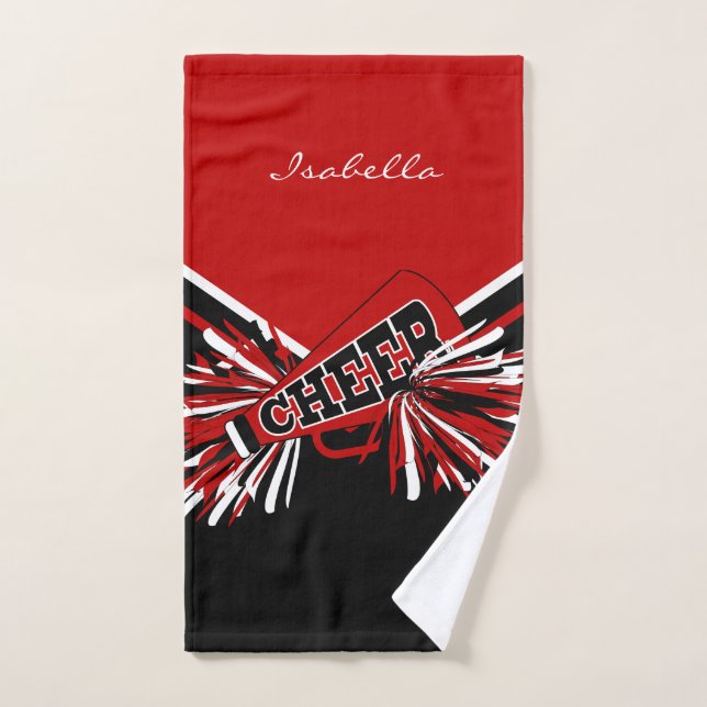 Cheerleader Outfit in Dark Red, Black & White Hand Towel (Hand Towel)