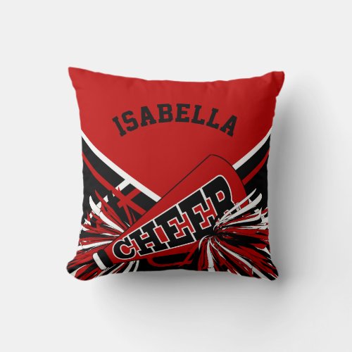 Cheerleader  Outfit in Dark Red Black  White Throw Pillow