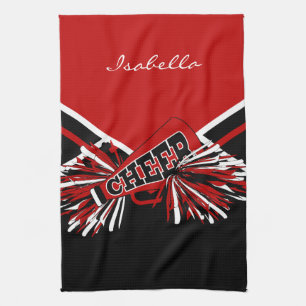 Cheerleader Outfit in Dark Red, Black & White Towel