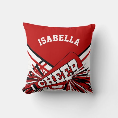 Cheerleader  Outfit in Dark Red White  Black Throw Pillow