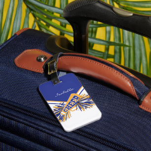 Cheerleader Outfit in Gold, White & Blue Luggage Tag