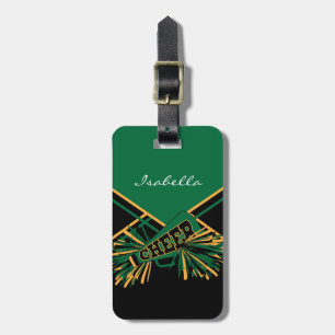 Cheerleader Outfit in Green, Gold & Black Luggage Tag