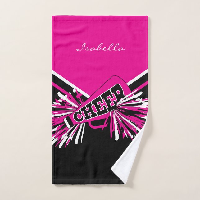 Cheerleader Outfit in Hot Pink, Black & White Hand Towel (Hand Towel)