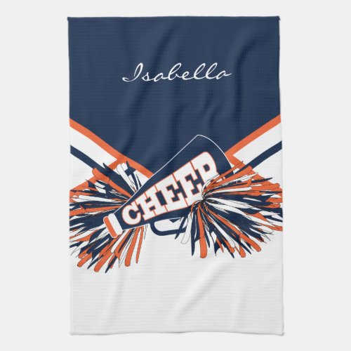 Cheerleader Outfit in Navy Blue Orange  White Kitchen Towel