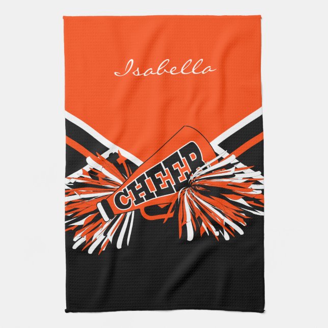 Cheerleader Outfit in Orange, Black & White Towel (Vertical)