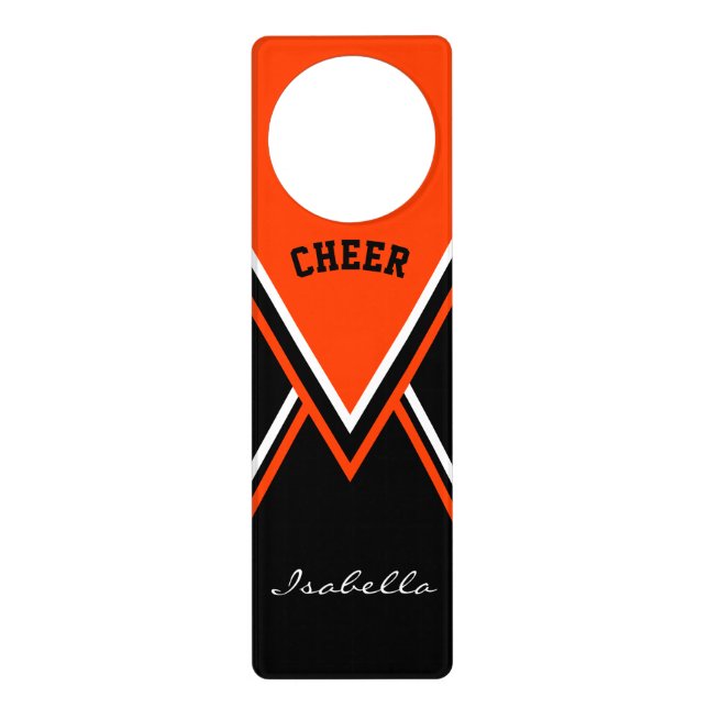 Cheerleader Outfit in Orange Door Hanger (Front)