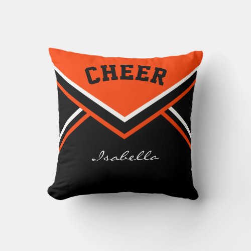 Cheerleader  Outfit in Orange Throw Pillow