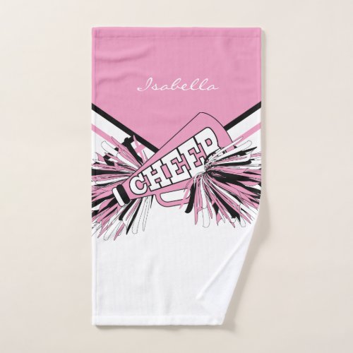 Cheerleader Outfit in Pink Black and White Hand Towel