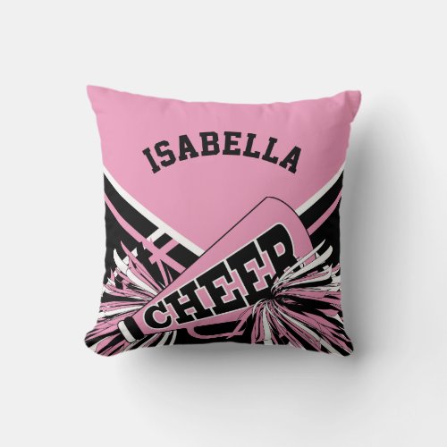 Cheerleader  Outfit in Pink Black  White Throw Pillow
