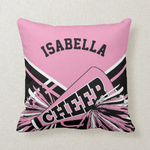 Cheerleader 📣 Outfit in Pink, Black & White Throw Pillow