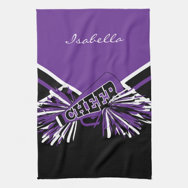 Cheerleader Outfit in Purple, Black & White Towel (Vertical)