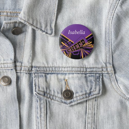 Cheerleader Outfit in Purple Gold  Black Pinback Button