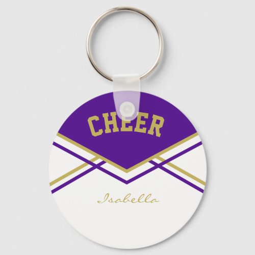 Cheerleader Outfit in Purple Vegas Gold and White Keychain