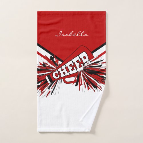 Cheerleader Outfit in Red Black and White Hand Towel