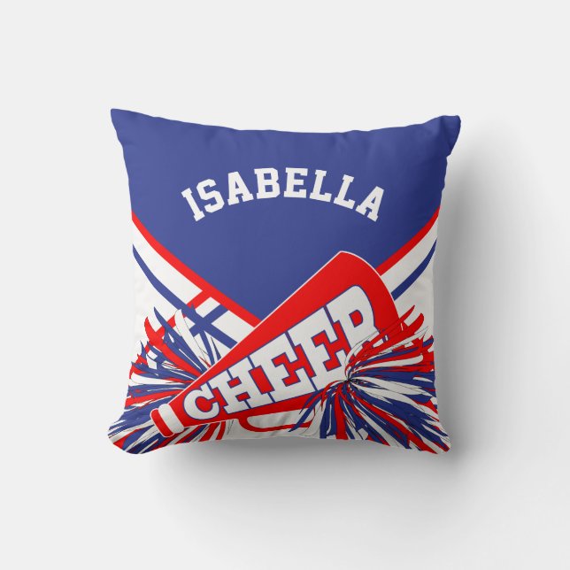 Cheerleader Outfit in Red, White, Blue Throw Pillow (Front)