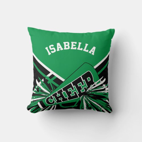 Cheerleader Outfit  Pom Pom Green Throw Pillow