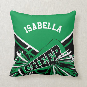 Cheerleader Outfit 📣 Pom Pom Green Throw Pillow