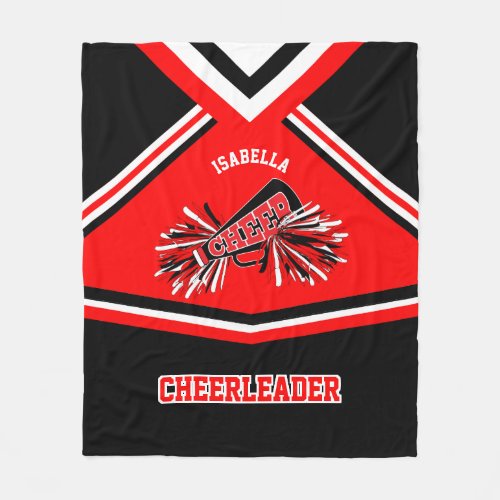 Cheerleader  Outfit _ Red White  Black Fleece Blanket