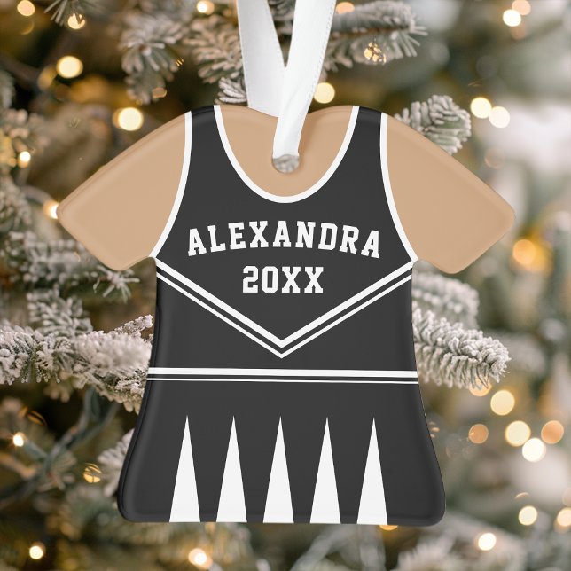 Cheerleader Outfit Varsity Team Uniform Black Ornament (Creator Uploaded)