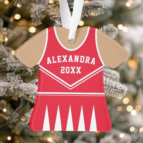 Cheerleader Outfit Varsity Team Uniform Red Ornament