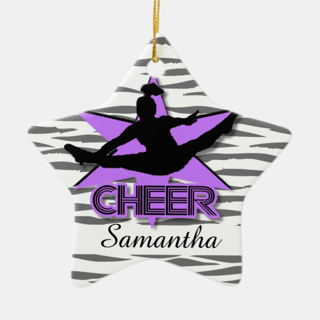 Cheerleader Personalized tiger Christmas ornament (Front)