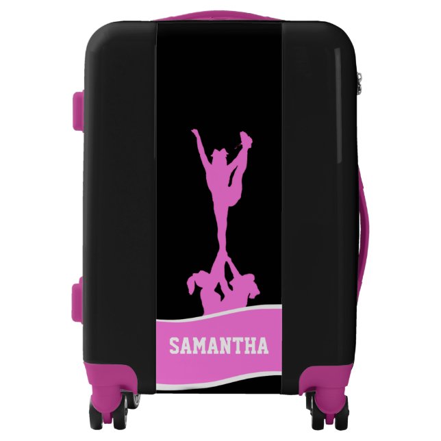 Cheerleader Pink and Black personalized luggage (Front)