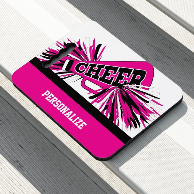 Cheerleader Pink, Black and White - Perosnalize Seat Cushion (In Situ)