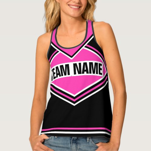 Cheerleader Pink Black Team Name Squad Uniform Tank Top