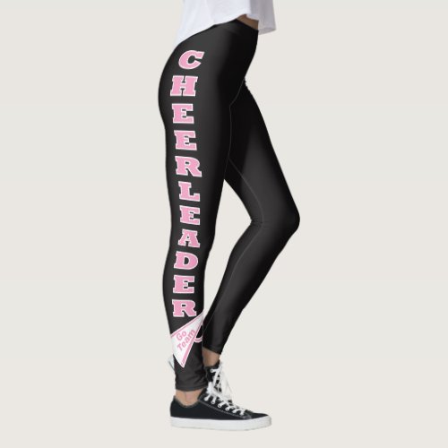 Cheerleader Pink Typography Letters Leggings