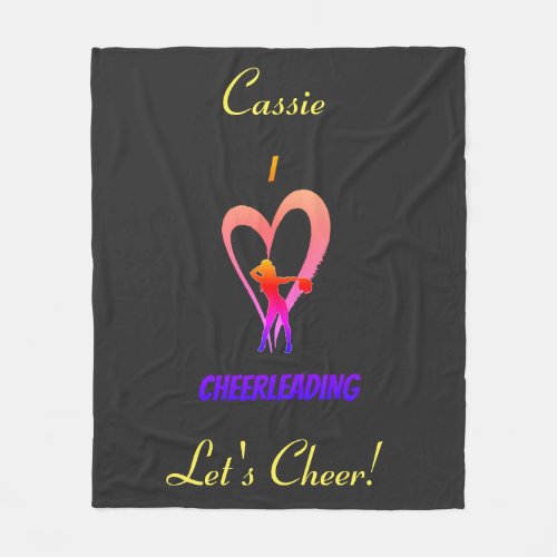 Cheerleader Pink Yellow Black Fleece Blanket