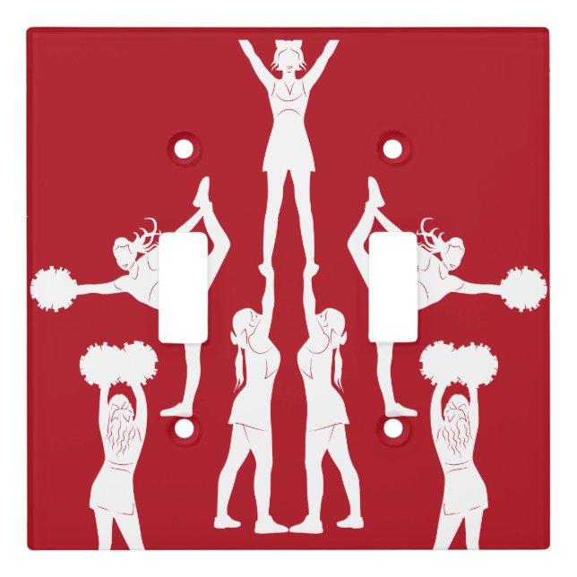 Cheerleader Pom Pom Red School Girl Light Switch Cover (Front)