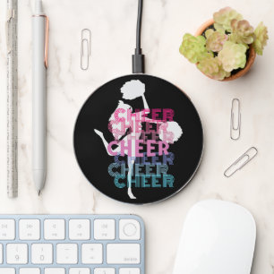 Cheerleader Pom Pom Spirit Vintage Letters Look Wireless Charger