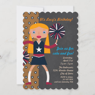 Cheerleader Pompoms girl Birthday Party Invitation