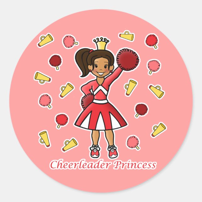 Cheerleader Princess Classic Round Sticker (Front)