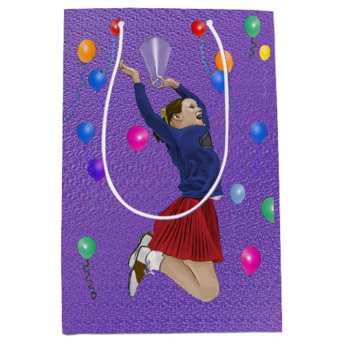 Cheerleader Purple and Balloons Medium Gift Bag