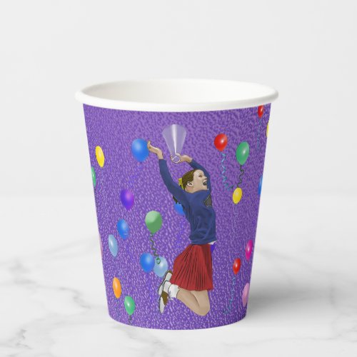 Cheerleader Purple and Balloons Paper Cups