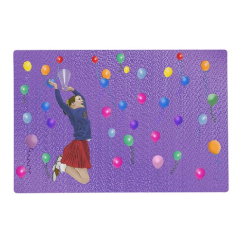 Cheerleader Purple and Balloons Placemat
