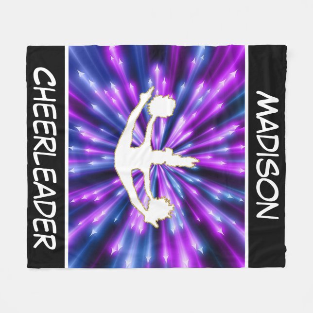 Amazon.com: Cheer Cheerleader Blue Purple Print Personalized  Mattel Cheerleader Blanket with Purple and Blue Accents display picture 1