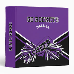Cheerleader - Purple, Black and White 3 Ring Binder