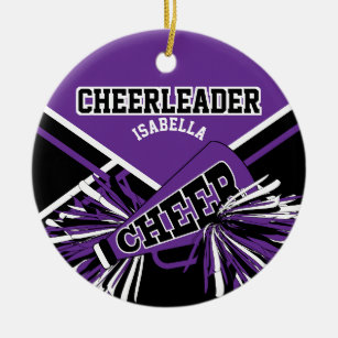 Cheerleader - Purple, Black and White Ceramic Ornament